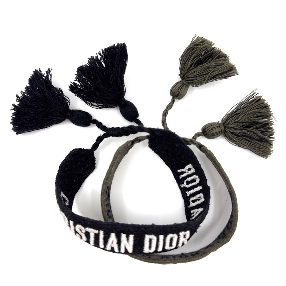 Christian Dior Woven Bracelet Set - Khaki, Black & White - Picture 3 of 6